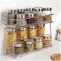 Cri8Hub Stainless Steel Kitchen Rack, Stand, Organizer & Space Saver, 2-Tier Trolley Basket For Boxes Utensils Dishes Plates For Home (Floor Type Self), Countertop, Tabletop, Tiered Shelf