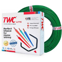 TWC Lite Single Core Electrical Wire |Green, 90 Meter, 0.75 SQ.MM. |PVC electrical insulated copper wire | Cable for Domestic & Industrial Connection purpose | Flame Resistant |