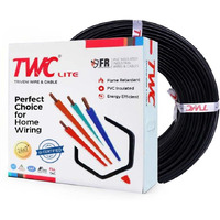 TWC Lite Single Core Electrical Wire |Black, 90 Meter, 0.75 SQ.MM. |PVC electrical insulated copper wire | Cable for Domestic & Industrial Connection purpose | Flame Resistant |