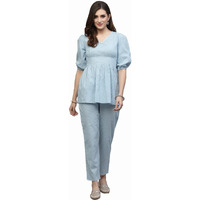 Stylum Women s Self Woven Kantha Cotton Cord Set (SKYKATHACORDS34_Blue, XS)