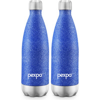 PEXPO Electro Hot & Cold ISI Certified Flask | Stainless Steel Water Bottle - 1000ml Blue Pack of 2 | Thermoflask | Office Bottle | Workout | Travelling | Home | Adults