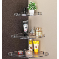 iSTAR Multipurpose Unbreakable Acrylic Bathroom Shelves Bathroom Accessories Corner Wall Shelf (Size 8 inch, 10 Inch, 12 Inch) (3 Piece Set) (Transparent)