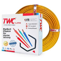 TWC Lite Single Core Electrical Wire |Yellow, 45 Meter, 1 SQ.MM. |PVC electrical insulated copper wire | Cable for Domestic & Industrial Connection purpose | Flame Resistant |