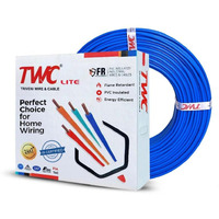 TWC Lite Single Core Electrical Wire |Blue, 45 Meter, 0.75 SQ.MM. |PVC electrical insulated copper wire | Cable for Domestic & Industrial Connection purpose | Flame Resistant |
