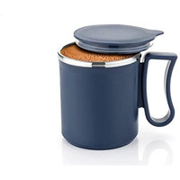 Leawall Coffee Mug with Lid Insulated Stainless Steel for Tea Milk Mug Inner Stylist Double Wall Cup for Home Office Restaurant Use Gift Pack of 1 Pic(Navy Blue)