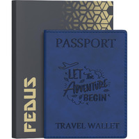FEDUS Faux Leather Premium Passport Holder For Men And Women s Cover Case Wallet With Credit/Debit Card, Id Ticket, Currency, Boarding Pass Slots, Rfid Protected Travel Document Organiser Blue