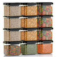 MATIC HOUSEWARE Plastic 500Ml Airtight Containers Set For Kitchen Storage And Containers Storage Box For Pantry Organization And Kitchen Storage,Kitchen Accessories Items(Set Of 12) Black