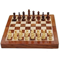 BCBESTCHESS Wooden Handcrafted Foldable Magnetic Chess Board Set with Magnetic Pieces and Extra Queens for 2 Players Kids and Adults (10x10 Inches, Brown)
