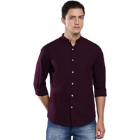Dennis Lingo Men s Cotton Solid Mandarin Collar Slim Fit Casual Shirt (CC201_PURPLE, M)