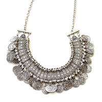 Shining Diva Fashion Jewellery Bohemia Gypsy Tibetan Vintage Coin Necklace for Girls & Women(Silver)(8547np)