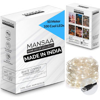 MANSAA Lights for Decoration | 18 Months Warranty | 10 Meter, 100 LEDs | Fairy Lights for Room Decoration, Led Lights for Decoration, Decoration Light, String Lights, USB Operated (White, Pack of 1)