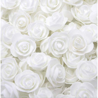 SATYAM KRAFT 50 Pcs Artificial Rose Foam Head Flowers for Home Decor, Wedding, Pooja, Floating Bouquets, and Craft  Ideal for Table, Mandir, Gifts, Backdrop, and Festival Decorations (White)