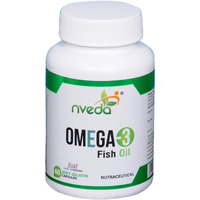 Nveda Omega-3-Fish-Oil 1000mg For Men & Women, Omega 3 fatty-acid 60 Capsules with 180mg EPA-DHA 120mg for Healthy Heart, Eyes, Brain & Joints - Pack of 1