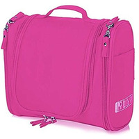 PETRICE Toiletry Bag for Women Makeup Pouch Waterproof Shower Wash Bag Cosmetic Organizer Case Travel Kit Pack with Hook (Pink) 9.1 x 4.1 x 8.1 cm
