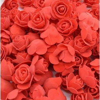 SATYAM KRAFT 50 Pcs Artificial Rose Foam Head Flowers for Home Decor, Wedding Decorations, Pooja, Floating Bouquets, and Craft Ideal for Table, Mandir,Backdrop, and Festivals(Foam Material)(Red)
