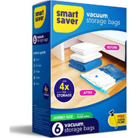 Smart Saver Vacuum Bags for Travel, Space Saver Bags 6 Jumbo (70x100cm) Compression Bags for Clothes, Storage Sealer Bags for Clothes Storage, Vaccine Packing Ziplock Bag with Hand Pump