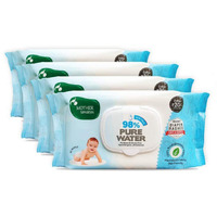 Mother Sparsh Plant Based Fabric Blue Baby Water Based Wipes (Pack of 4, 80 Pieces)