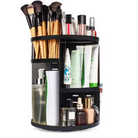 INOVERA (LABEL) Cosmetic Makeup Organizer for Women, Bride & Girls - 360 Rotating Storage Organiser Box - Dressing table Vanity Case Holder for Lipsticks, Skincare Kit & Brushes Set - Black, Cosmetics