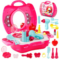 Zest 4 Toyz Beauty Makeup Kit for Doll Girls Cosmetic Set Kit Hair Salon with 22 PCS Makeup Accessories Portable Pretend Play Fashion Set Toy for Kids (Hair Salon -Pink)