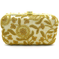 Tooba Women Handicraft Hand Embroidered Box Clutch Bag Purse For Bridal, Casual, Wedding