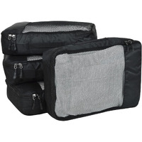 FATMUG Polyester Packing Cubes/Travel Pouch/Bag Suitcase Luggage Organiser Set Of 4 - Medium Size - Black