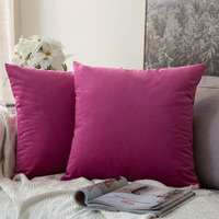 Khooti Velvet Cushion Cover, 26x26 (Pink)(Pack of 3)