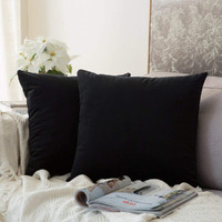 Khooti Velvet Cushion Cover, 22x22 (Black)(Pack of 5)