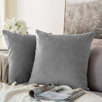 Khooti Velvet Cushion Cover, 20x20 (Light Grey)(Pack of 5)