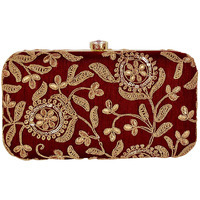 TOOBA Women Handicraft Hand Embroidered Box Clutch Bag Purse For Bridal, Casual, Wedding