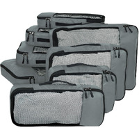 FATMUG Packing Cubes Travel Pouch Bag Organiser Set of 8 (2x Large-Medium-Small and Slim) - Grey, Fabric