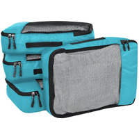 FATMUG Polyester Packing Cubes/Travel Pouch/Bag Suitcase Luggage Organiser Set of 4-Medium Size- Sky Blue