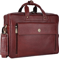 HAMMONDS FLYCATCHER Genuine Leather Office Bag for Men, 15.6 Inch Professional Leather Laptop Bag for Men, Adjustable Strap and Multiple Compartments, Leather Bag for Men, 1 Year Warranty, Brown