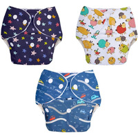 superbottoms BASIC Pack of 3 Reusable Cloth Diaper for babies 0-3 Years | Freesize Adjustable, Washable and Reusable Cloth Diaper | Outer Shell only | (WITHOUT dry feel pad /soaker) | Print may vary