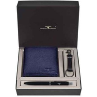 URBAN FOREST Marty Blue Leather Wallet + Pen + Keyring Combo Gift Set for Men