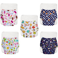 SuperBottoms BASIC EASY - Cloth Diapers+ Inserts - Freesize Adjustable and Reusable Cloth Diaper for babies 0-3 Years | With quick drying prefold style soaker-Assorted