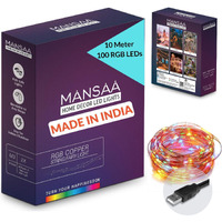 MANSAA Lights for Decoration | 18 Months Warranty | 10 Meter, 100 LEDs | Fairy Lights for Room Decoration, Led Lights for Decoration, Light for Home Decoration, USB Operated (Multicolor, Pack of 1)