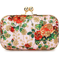 TOOBA Women Handicraft Beautiful Bling Box Clutch Bag Purse for Bridal, Casual, Wedding Bag for Women & Girls (Pink Embroidered)