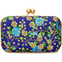 TOOBA Women Handicraft Beautiful Bling Box Clutch Bag Purse for Bridal, Casual, Wedding Bag for Women & Girls (Blue Embroidered)