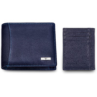 URBAN FOREST Oliver Blue Leather Wallet & Blue Card Holder Set for Men