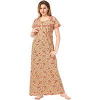 Soulemo Women Cotton Beige Maxi Nighty 499Rxs (Size-Xs)