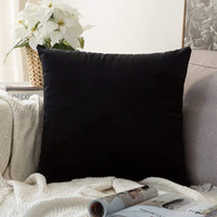 Khooti Velvet Cushion Cover, 28x28 (Black)(Pack of 1)