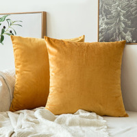 Khooti Velvet Cushion Cover, 10x10 (Gold)(Pack of 2)