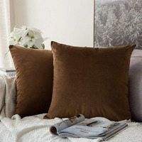 Khooti Velvet Cushion Cover, 28x28 (Brown)(Pack of 5)
