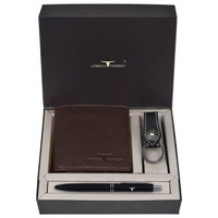 URBAN FOREST James Leather Wallet Combo for Men - Classic Medium Brown Men s Leather Wallet, Keyring & Pen Combo Gift Set for Men