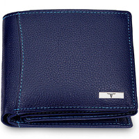 URBAN FOREST Oliver Blue Leather Wallet for Men - Packed in Premium Wooden Box for Festive Gifting