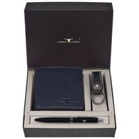 URBAN FOREST James Leather Wallet Combo for Men - Classic Blue Men s Leather Wallet, Keyring & Pen Combo Gift Set for Men
