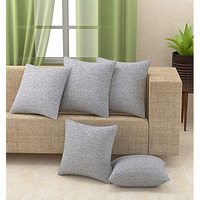 Yellow Weaves Jute Texture Cushion Covers, 16 X 16 Inches, Grey, Set of 5, 250 TC