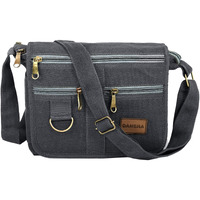 DAHSHA Stylish Cotton Sling Cross Body Travel Office Business Messenger One Side Shoulder Bag For Men Women (Grey, 21.5 x 8.8 x 24 Cm)
