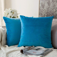 Khooti Velvet Cushion Cover, 10x10 (Bondi Blue)(Pack of 3)