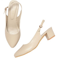 Marc Loire Women s Block Heel Pumps With Adjustable Ankle Strap, Cream, 5 Uk